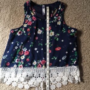 Sheer flower tank top